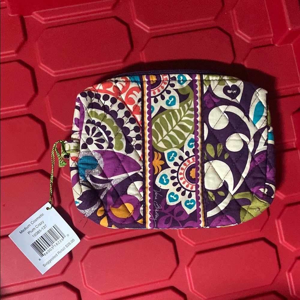 Vera Bradley Purple and Green Cosmetic Bag with Artistic Patterns